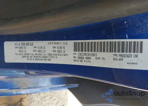 2016 Chrysler 200 Limited z USA, uszkodzony, nr VIN 1C3CCCAB1GN123815